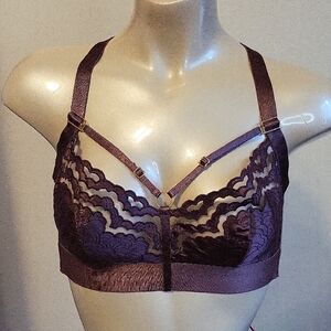 Bordelle Lace Strappy Bralette - Deep Plum